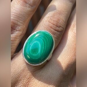 925 Sterling Silver Malachite Ring!! US 8